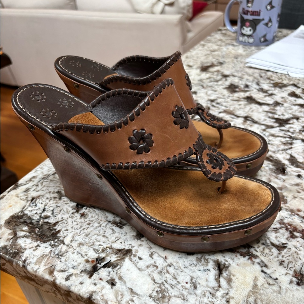 Gorgeous Jack Rogers Brown Wedge Sandals 9-9.5 size